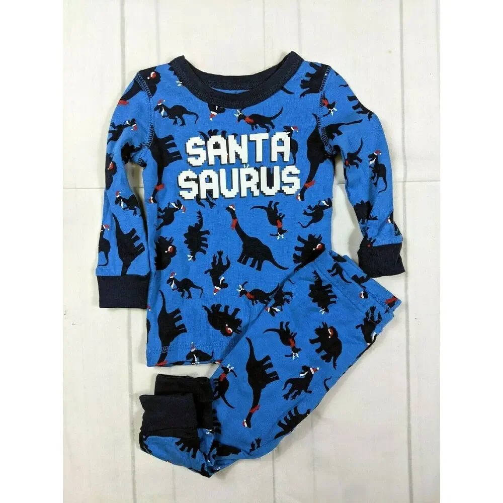 Oshkosh Blue Dino Santa Pajamas Size 9 Months